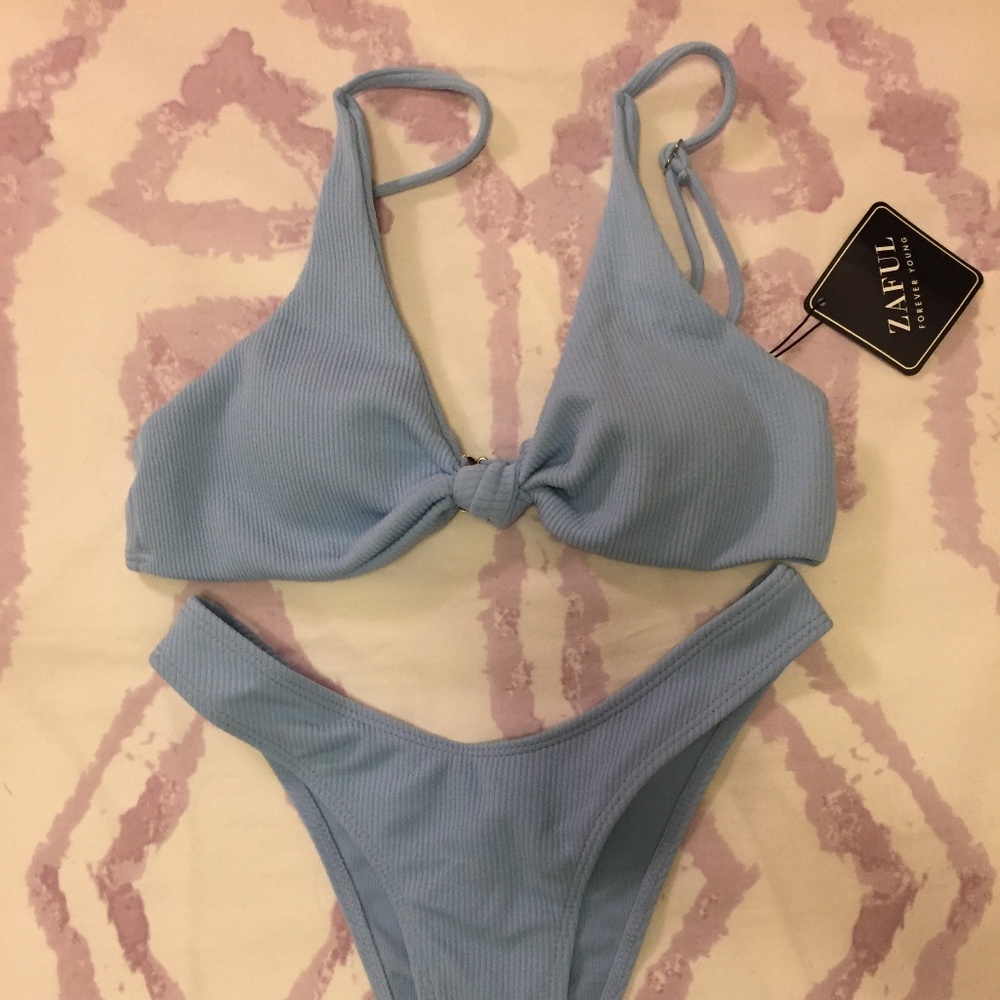 Baby Blue Ribbed Bikini
